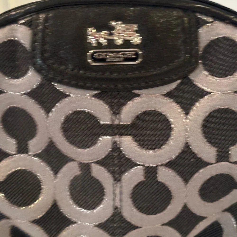 COACH Gunmetal Black/Black C Logo COSMETIC BAG NWOT